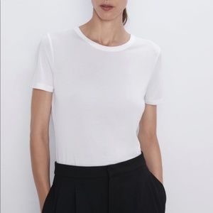 ZARA BASIC MODAL T-SHIRT in WHITE - SIZE MEDIUM